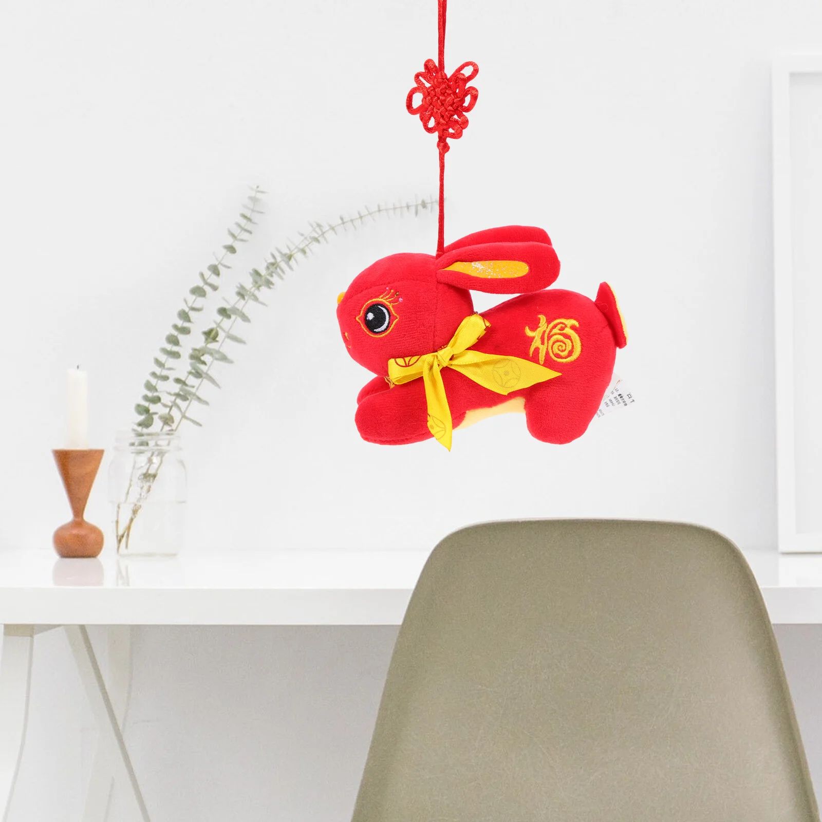 

Little Bunny Decorative Rabbit Chinese Style Mascot New Year Zodiac Ornament Stuffed Animal