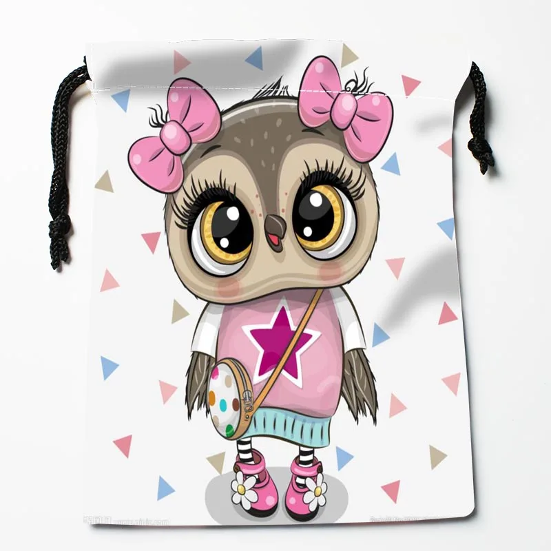 Сумки на шнурке с мультяшным принтом совы праздничные Аксессуары 18x22 см