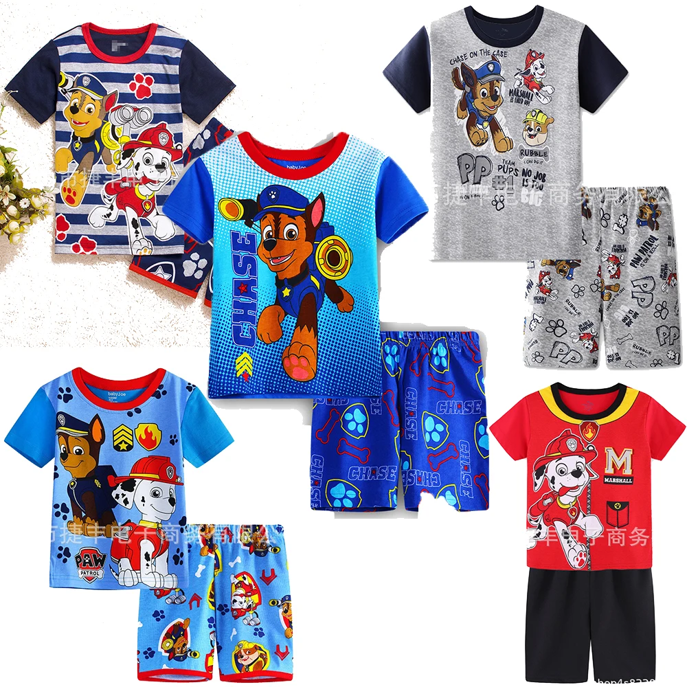 

2022 PAW Patrol Summer New Children's Boys Home Clothes Cotton Cartoon Printing Underwear Pajamas Long-sleeved Suit Sleepwear