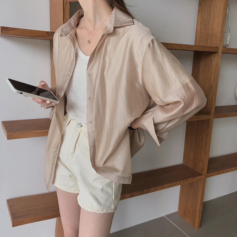 Fashion Korean streetwear lightweight sunscreen shirt oversized Lyocell air-conditioned shirt Lavender pink white large size 5XL