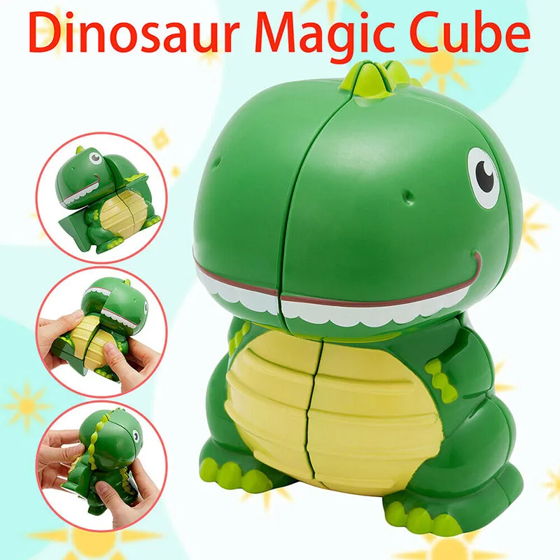 Newest 2*2 Cartoon Dinosaur Cube 2x2x2 Magic Animal Modeling Creative Fun 2x2 Puzzle Toys for Children or Gift game |
