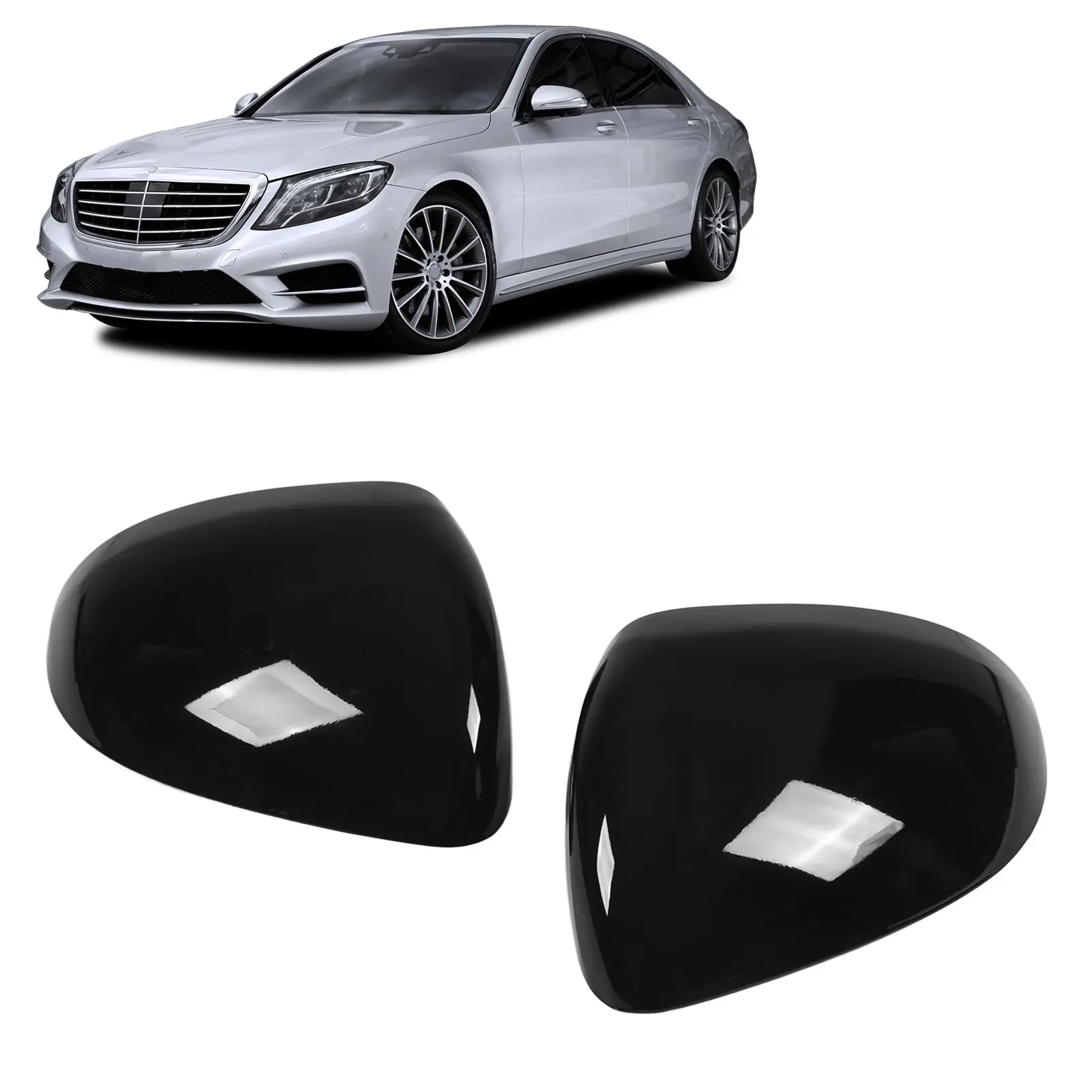 

Pair Car Rearview Mirror Cover Exterior Door Side Mirror Protector Cover Replacement for Mercedes‑Benz C‑Class W206 2022 up