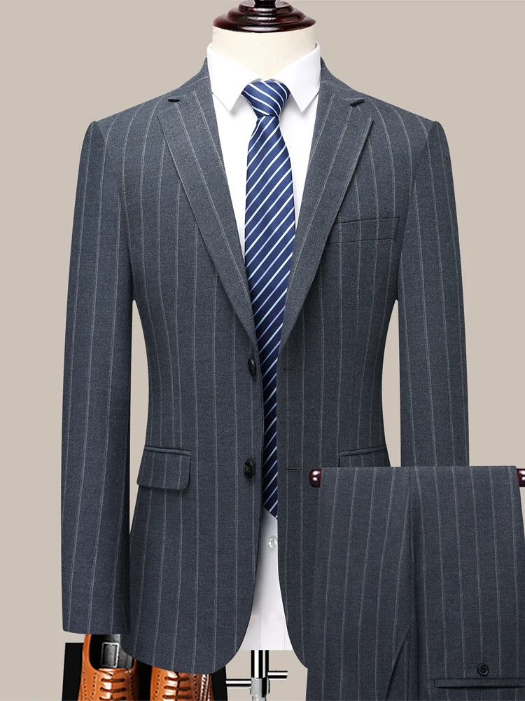 Комплект костюма Peimeng весенне-осенний мужской облегающий костюм в полоску