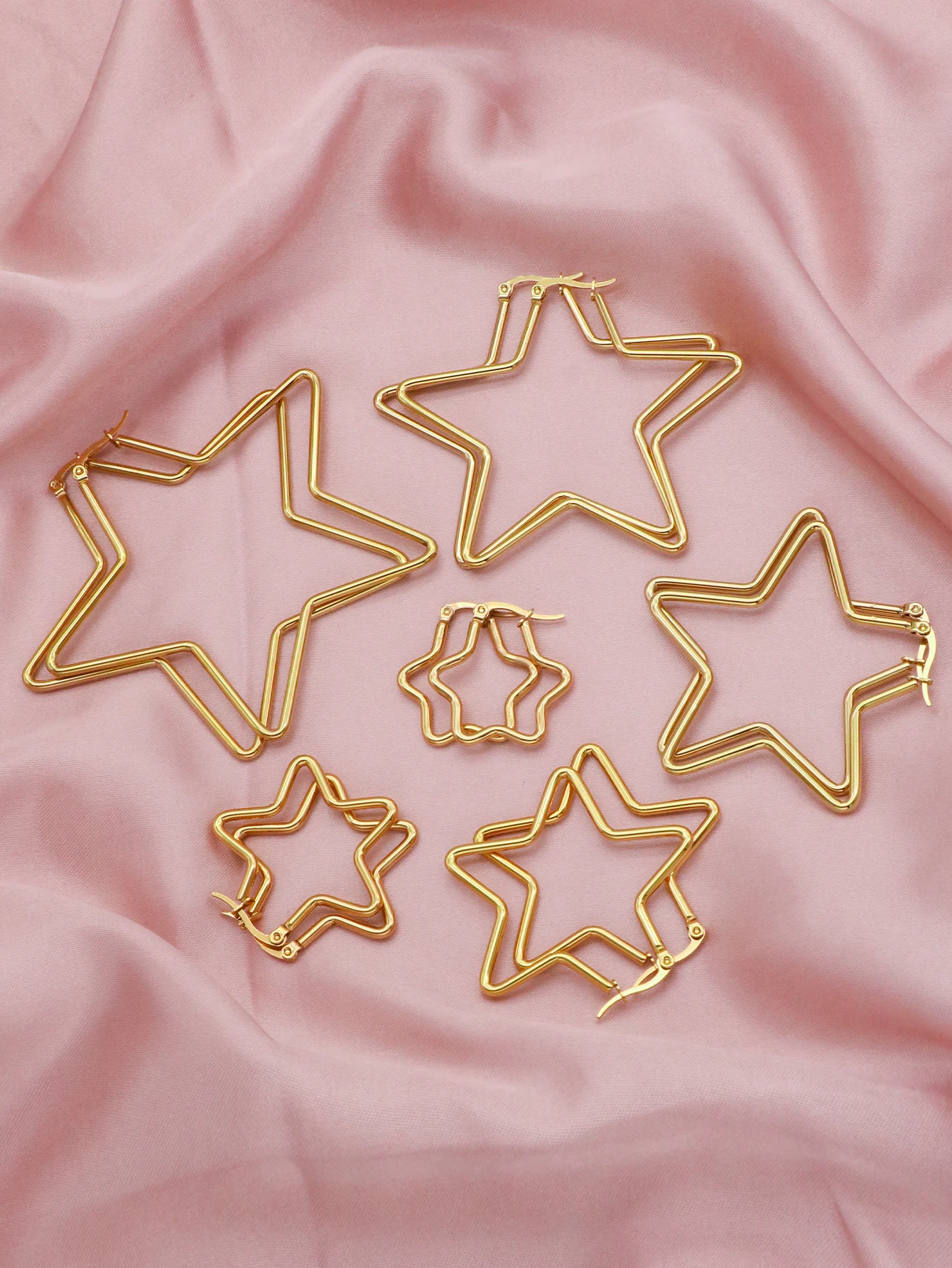 Серьги в форме пяти звезд Ekou ювелирные изделия из нержавеющей стали с двумя