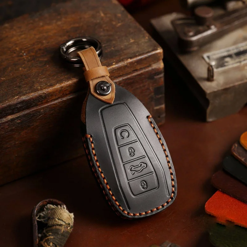 

For Leather Car Key Case Cover Fob for Geely Emgrand GS Vision Preface Bonjour Coolray Atlas NL3 X7 EX7 GT GC9 Keychain Shell