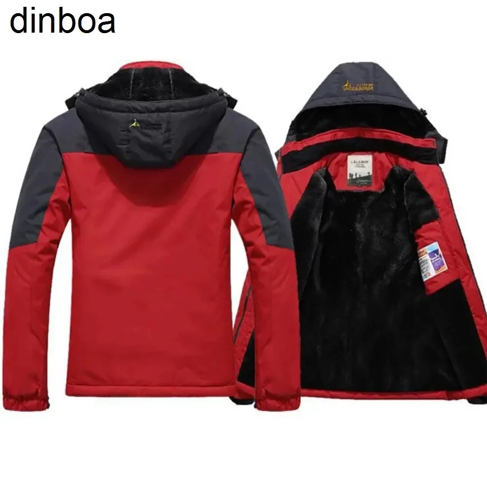

Dinboa-зимняя парка для мужчин, ветровка, толстые теплые ветрозащитные меховые пальто, мужские зимние куртки с капюшоном в стиле милитари