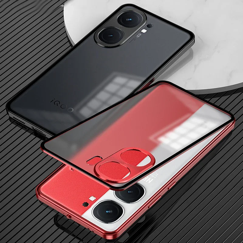 Protection Case For iQOO 12 13 Neo 10 9 9S Pro Plus Z9X Z7 5G Phone Metal Spring Matte Back Cover Magnetic Bumper Funda