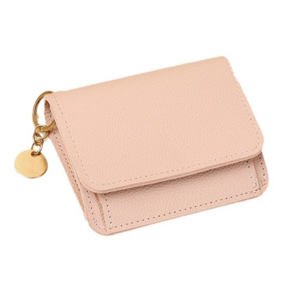 Винтажный однотонный короткий кошелек портативный двухслойный для монет женщин