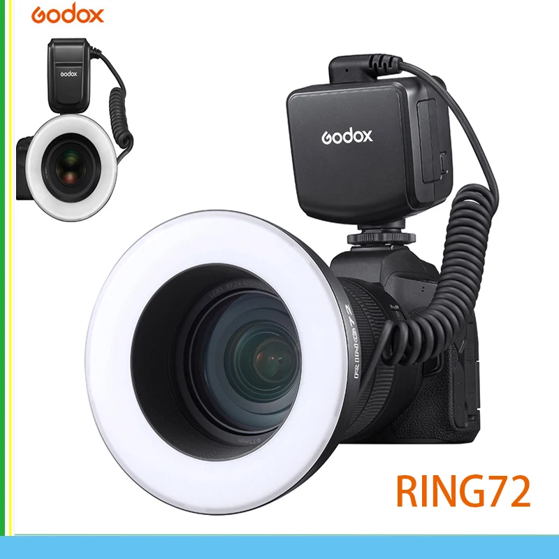 Godox RING72 Macro LED Ring Light 360 Degree Rotation Video Shooting Light Led Photographic Video Camera Lamp Lighting ringlight