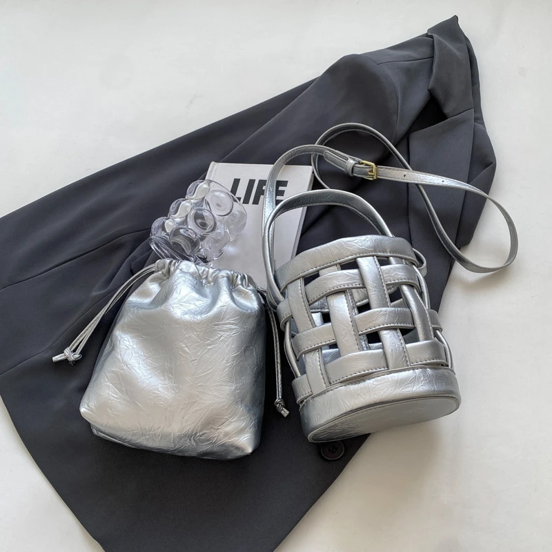 Brand Woven Bucket Bags for Women High Quality Leather Shoulder Bag Cute Purse and Handbag Designer Crossbody Bag Luxury Satchel