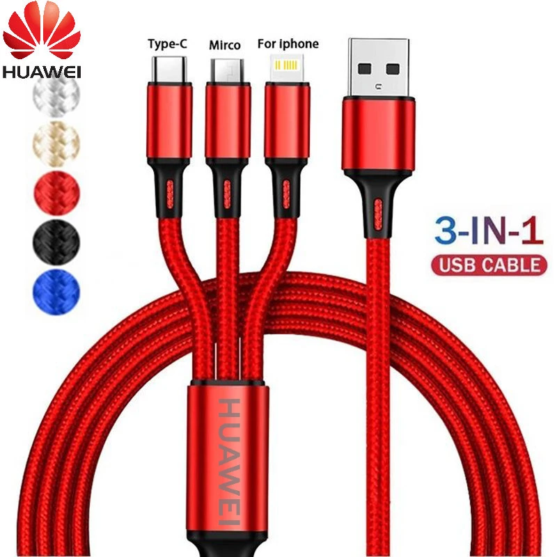 

Huawei 3 In 1 USB Type C Cable Fast Charger Charging Data Cable for Xiaomi Samsung Micro Usb Wire Mobile Phone USB-C Cable Cord