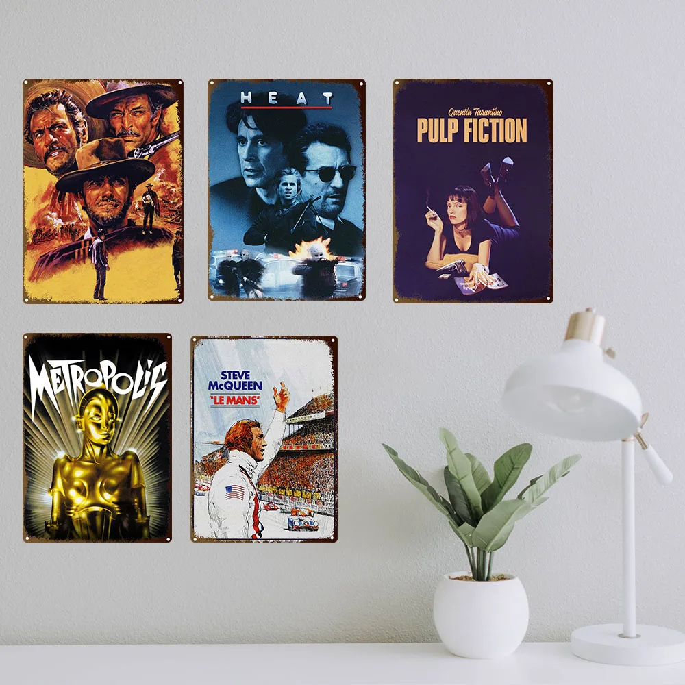 

Old Movie Metal Poster Plaque Metal Vintage Classic Movie Metal Tin Sign Wall Decor for Bar Club Man Cave Decoration