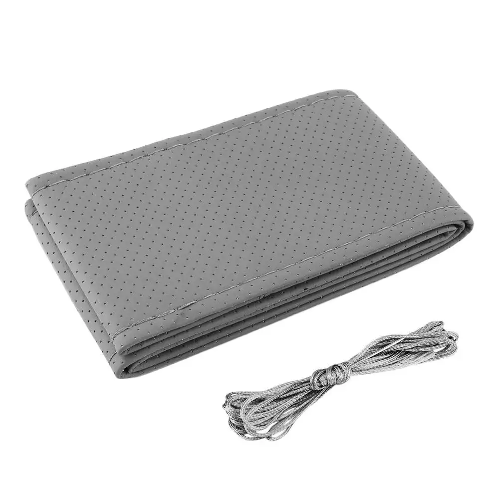 

Оплетка для руля 38 см, мягкая Нескользящая оплетка из искусственной кожи, с иглами и ниткой, для салона автомобиля, «сделай сам»