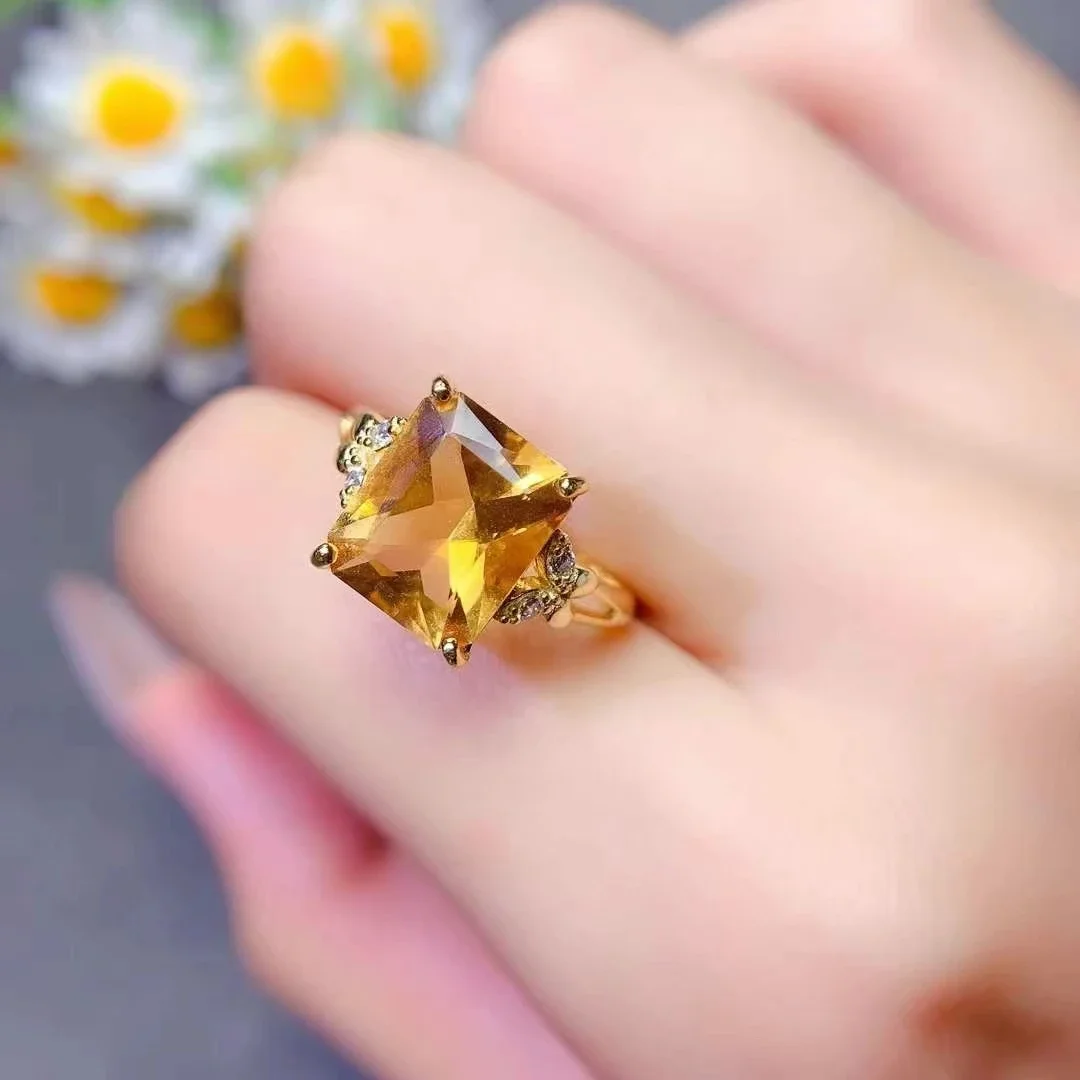 Чистое Натуральное цитриновое кольцо 9 мм * 11 4ct VVS класс натуральный цитрин