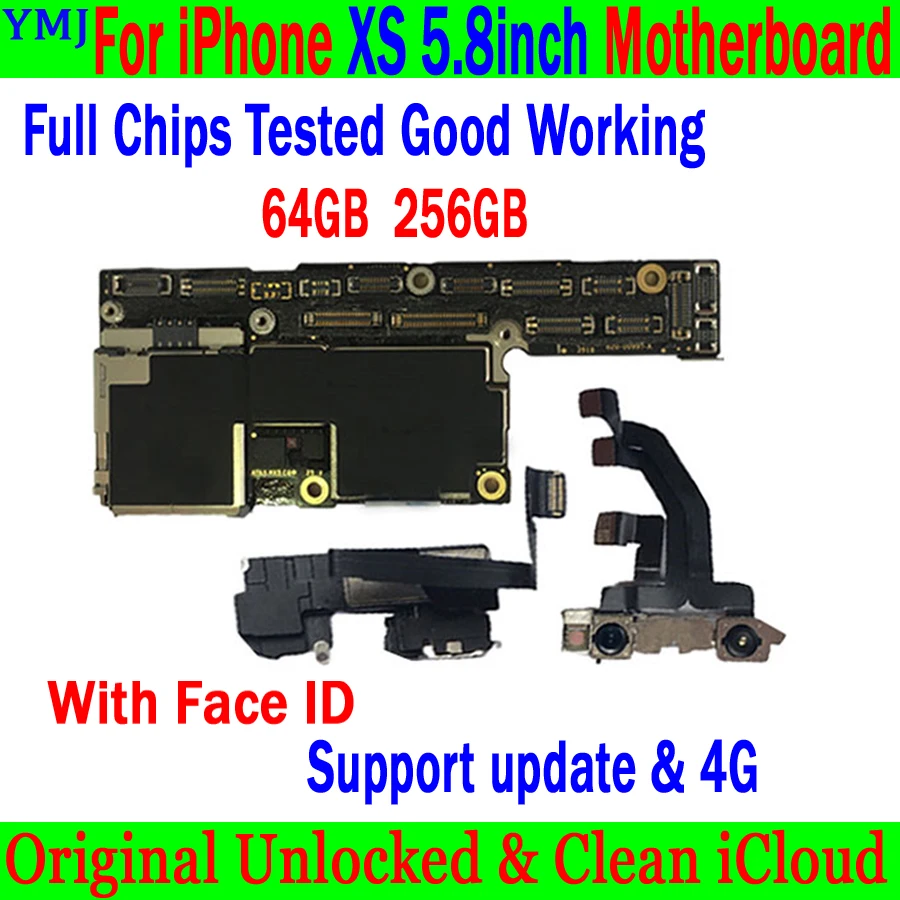 

Support ios Update Logic Board Good Working For iPhone XS 5.8inch Motherboard 64GB/256GB 100% Original Unlocked With/No Face ID