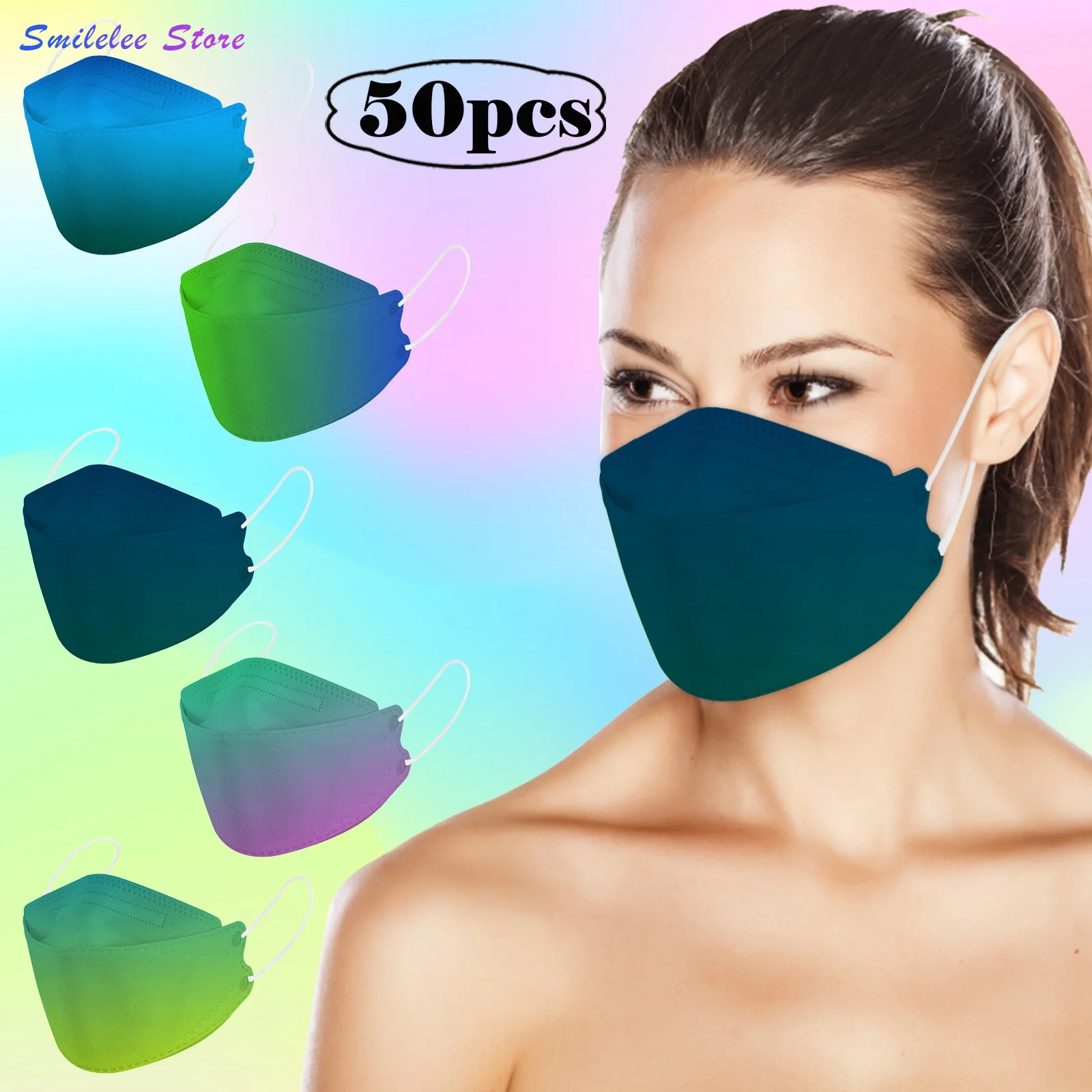 

Adult Fish Shape Gradient Printing Three-dimensional Protective Disposable Mask Cover Skin Friendly Multi-purpose Mask Cosplay