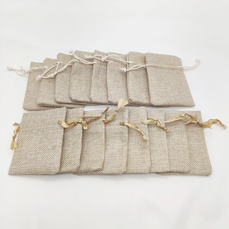 50 шт. джутовые пакеты на шнурке для украшений