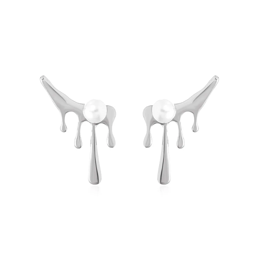 

ins wind irregular drop studs niche design Lava Pearl earrings personality exaggerated women's earrings