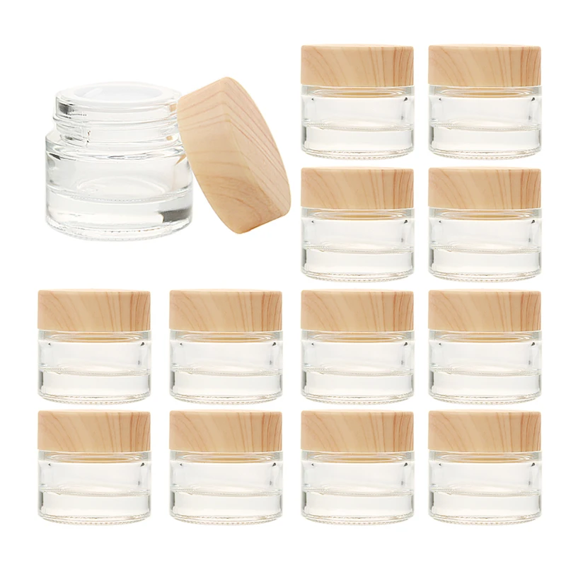 

10Pcs/sets 10g 15g 20g Glass Empty Jar Pots Cosmetic Makeup Container with Inner Lid for Face Cream Lip Balm Refillable Bottles