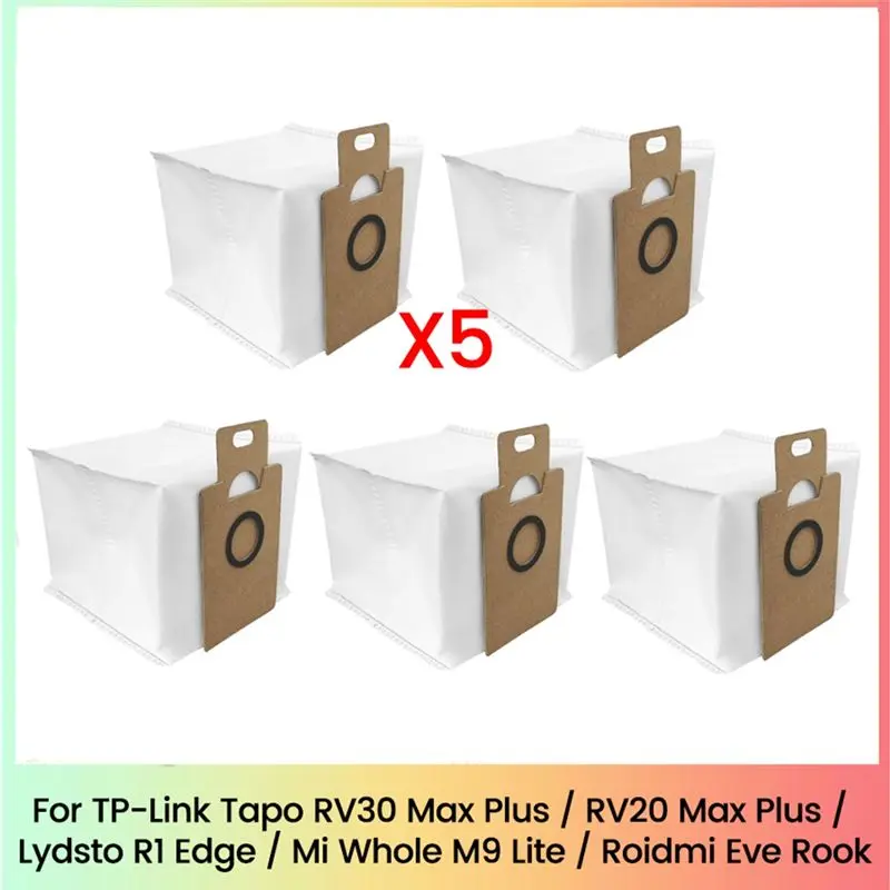 Фото Мешки для сбора пыли BAAG для роботов-пылесосов TP-Link Tapo RV30 Max Plus/RV20 Max Plus/Lydsto R1 Edge/Miwhole M9 Lite/Roidmi Eve Rook, 5 шт. №1