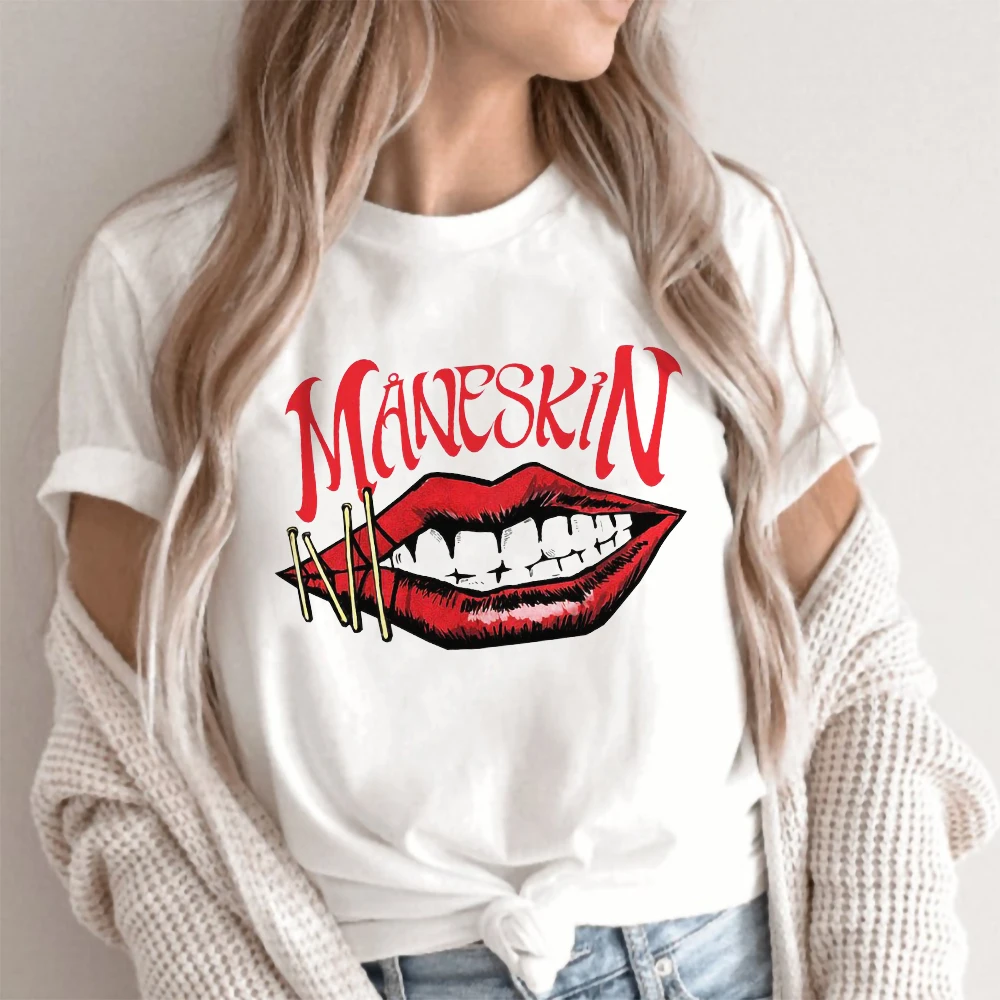 

Seeyoushy Maneskin Print Funny Women T Shirt Short Sleeve Summer Music Festival Tee Shirt Femme Loose Hip-hop Rock Tops Clothes