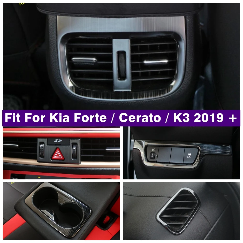 

Accessories Air AC Water Cup Holder Warning Lights Control Panel Cover Trim For Kia Cerato Forte K3 2019 - 2022 Black Brushed