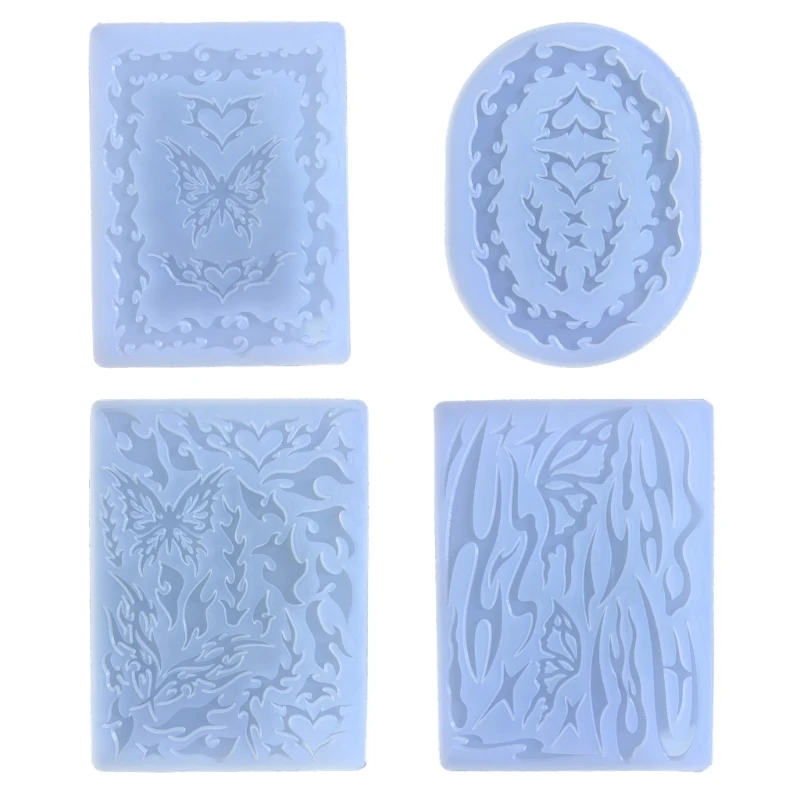 

Q0KE Butterfly Loves Flame Resin Casting Mold Photo Frame Decoration Silicone Mold Epoxy Resin Pendant Mold