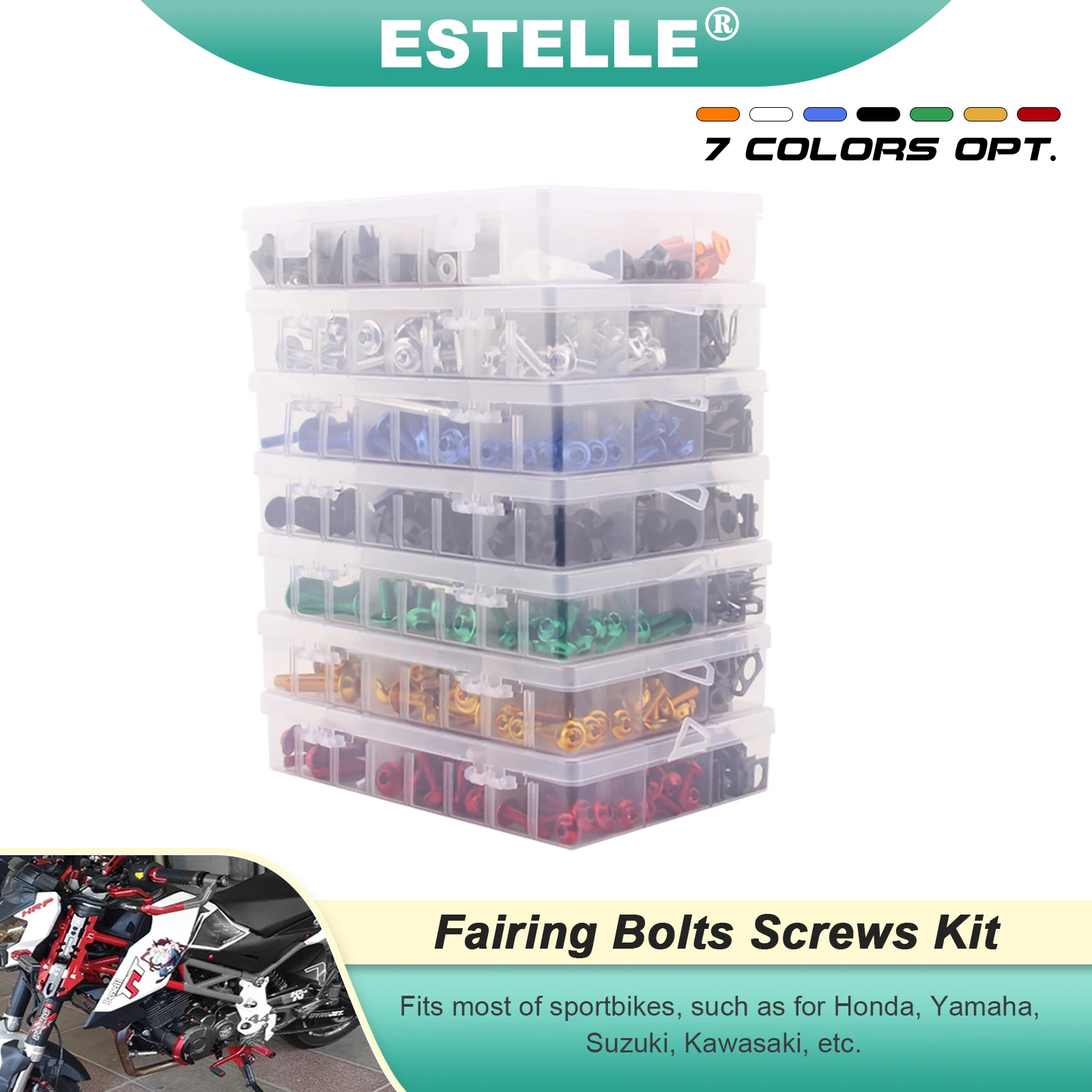 

For Suzuki GSXR600 GSXR750 1000 GSX1300R SV650 SV1000 RF600R AN650 UH200 GS500F Complete Fairing Bolts Screws Kit