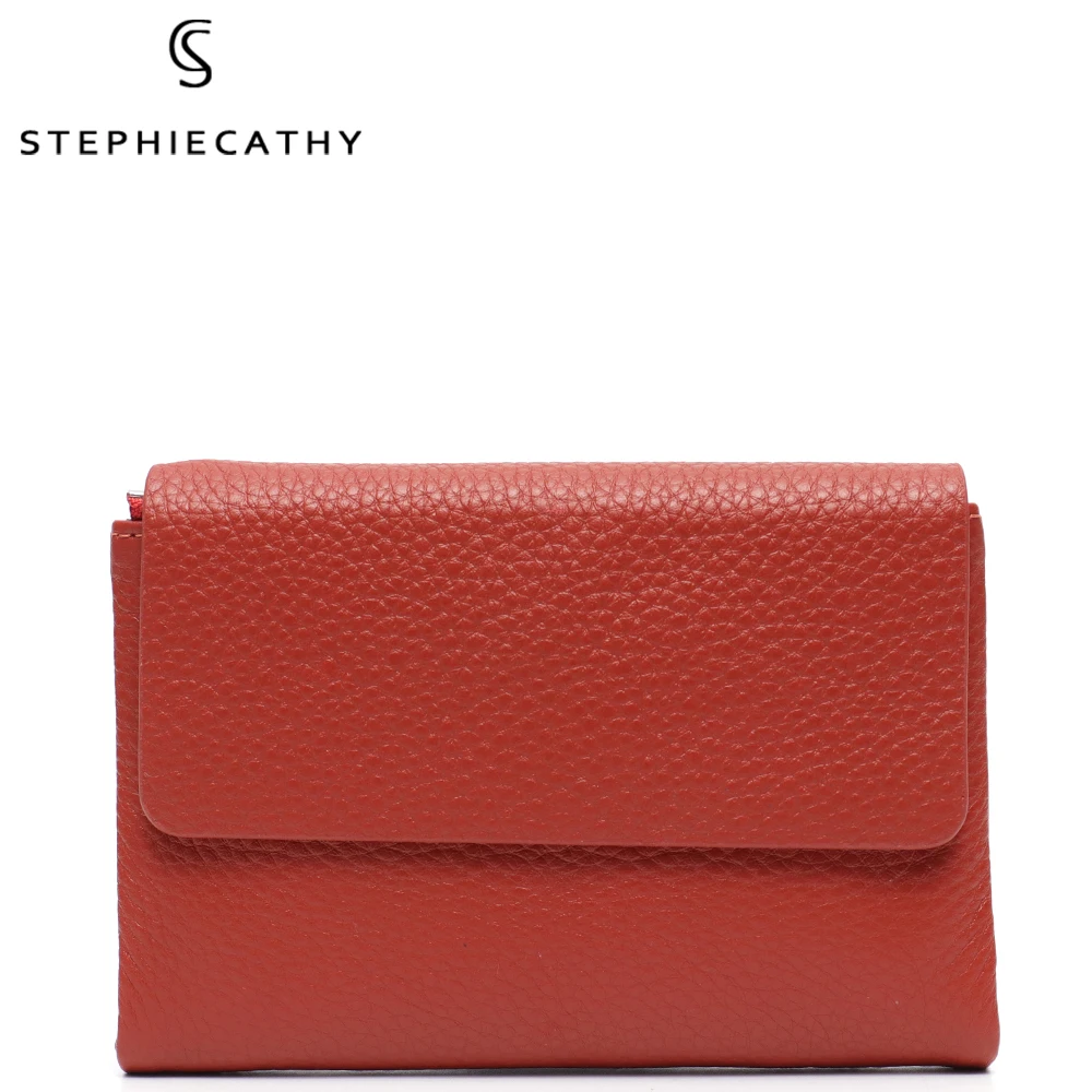 SC брендовый женский короткий кошелек из натуральной кожи в три сложения