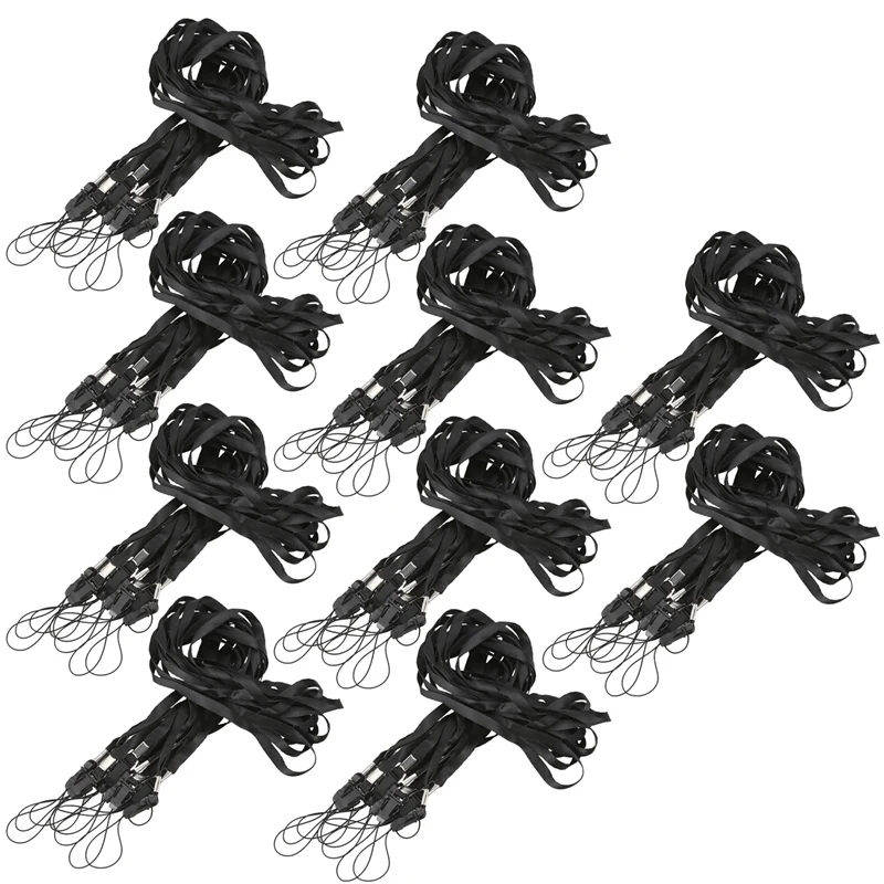 

100X Black Lanyard Neck Strap For ID Pass Card Badge / Mobile Phone Holder