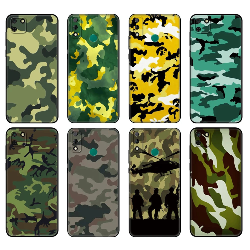 

Черный чехол из ТПУ для Huawei Y9S, Y6S, Y8S, Y5P, Y7P, Y8P, чехол для Huawei Y5 lite Prime 2018, Y6 2019, Армейский Камуфляж