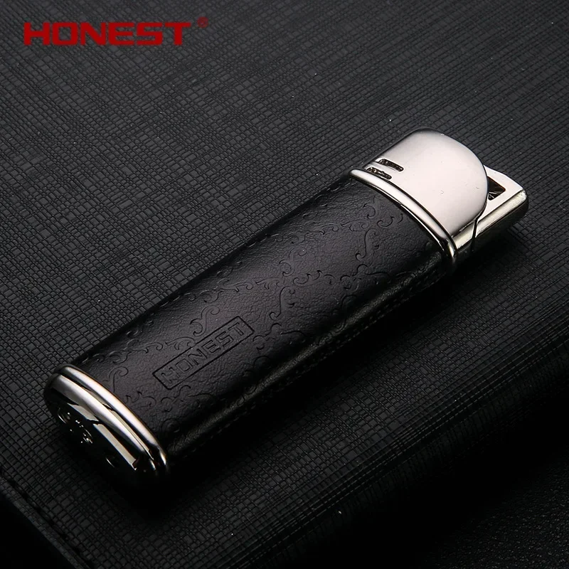 Фото HONEST Jet Torch, зажигалка, бутановая газовая кожа, металлические зажигалки для сигар с подарочной коробкой, прикуриватель без газа, Лидер продаж №3