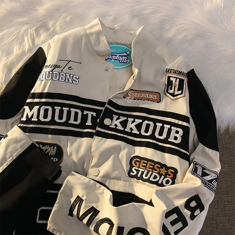 

Aesthetic sexy letter embroidery design street detachable motorcycle jacket women's 2022 winter loose casual couple jacket women
