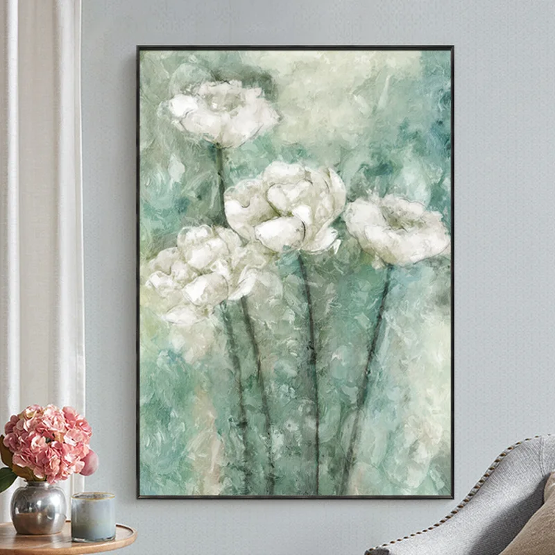 Картина маслом в скандинавском ретро-стиле Yinghao рисунок с цветами зелеными