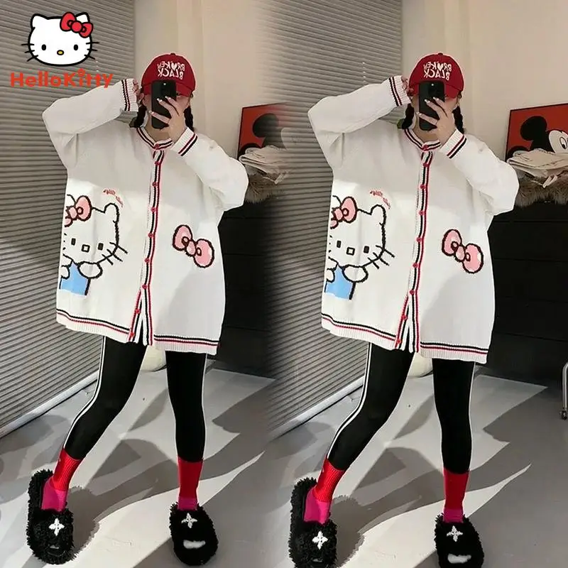 

Женский трикотажный топ с длинным рукавом, с принтом Hello Kitty
