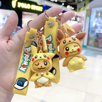 kawaii pokemon anime action figure pikachu psyduck keychain pokmon pvc doll decor backpack pendant model car keychain toys