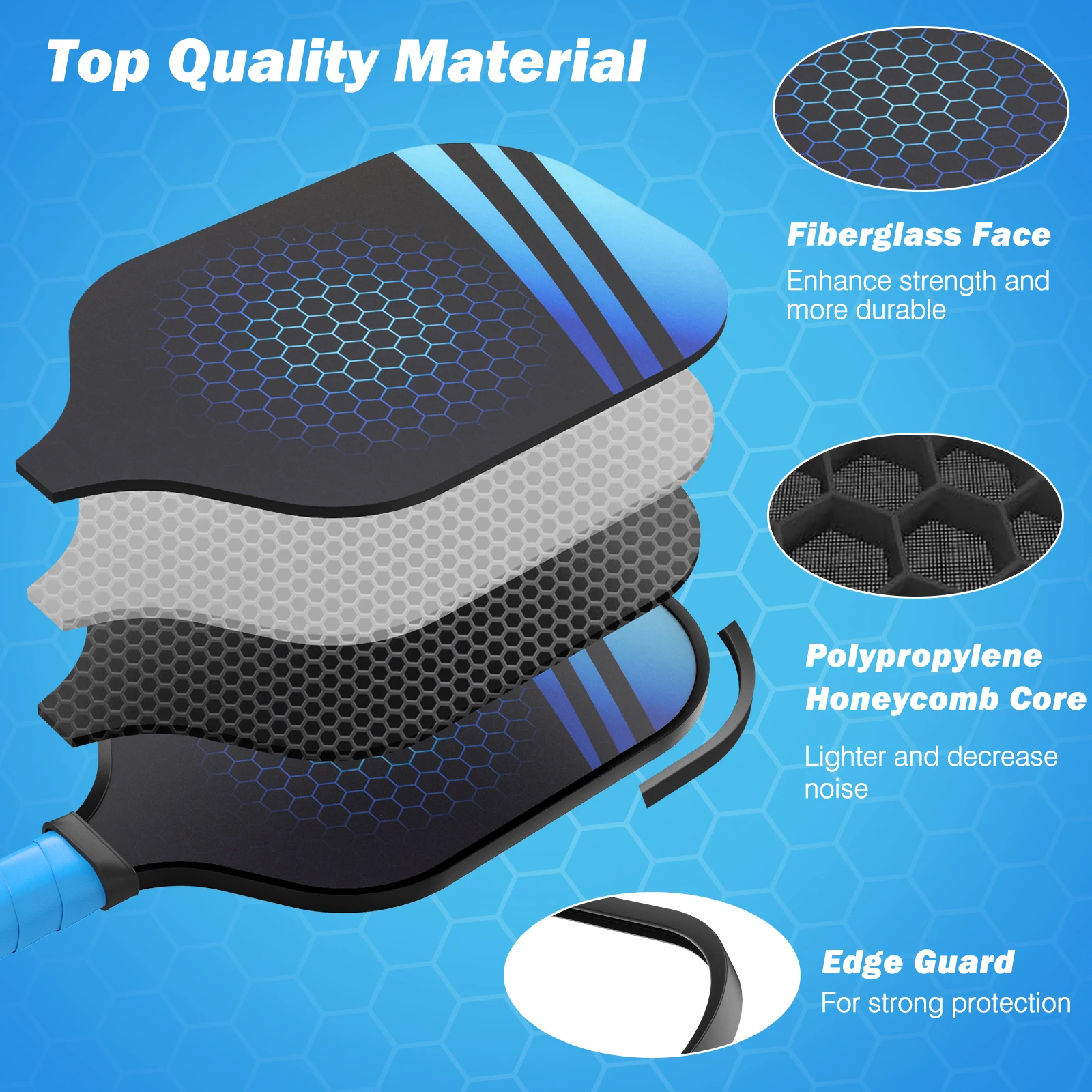 Pickleball Racket Composition Pickleball Paddle racket Set Carbon Fiber Composition PE Honeycom | Car ...