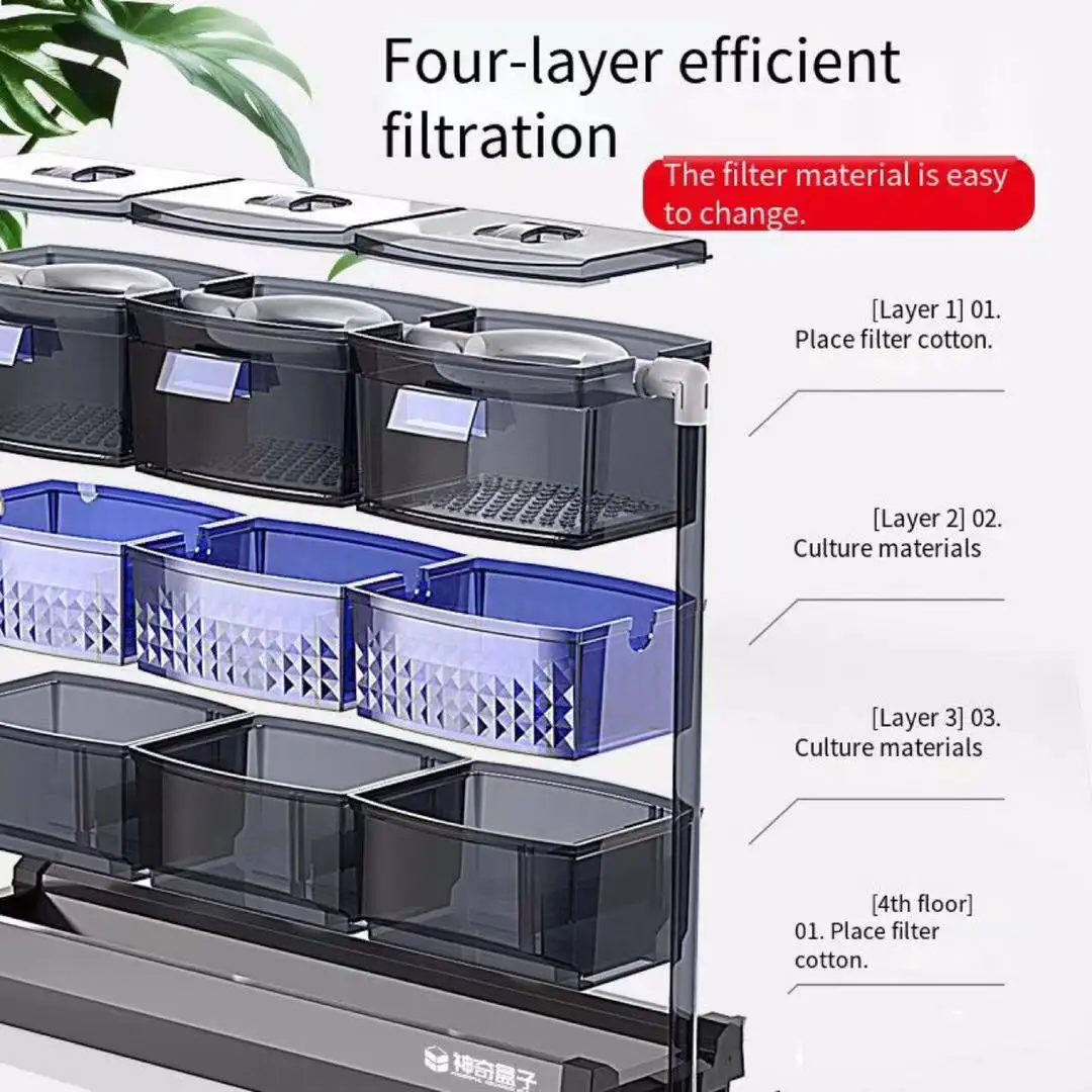 Fish tank filter box drawer drip external water storage top 4-layer cleaning aquarium accessories |
