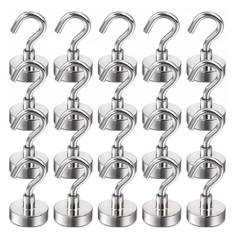 

20Pcs Strong Magnetic Hooks Heavy Duty Wall Hooks Hanger Key Coat Cup Hanging Hanger For Kitchen Storage Organization