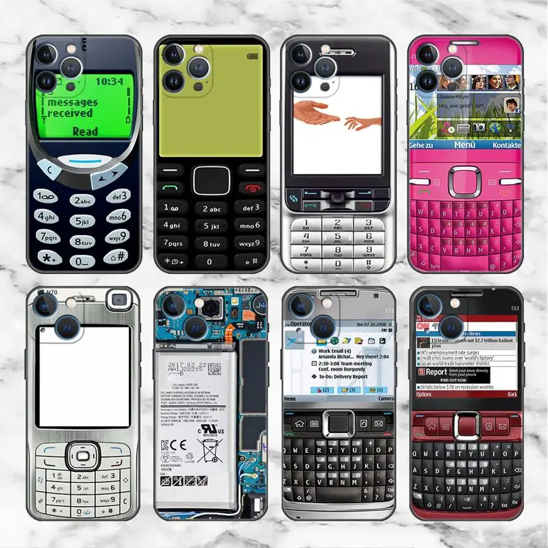 Чехол в стиле ретро для Apple iPhone 11 15 13 14 Pro Max 12 Plus X 15Pro черный силиконовый чехол