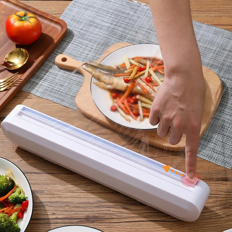

Cling Film Cutting Box Aluminum Foil Sliding Knife Type Storage In The Kitchen Food Wrap Dispenser Cutter Kitchen Accessories