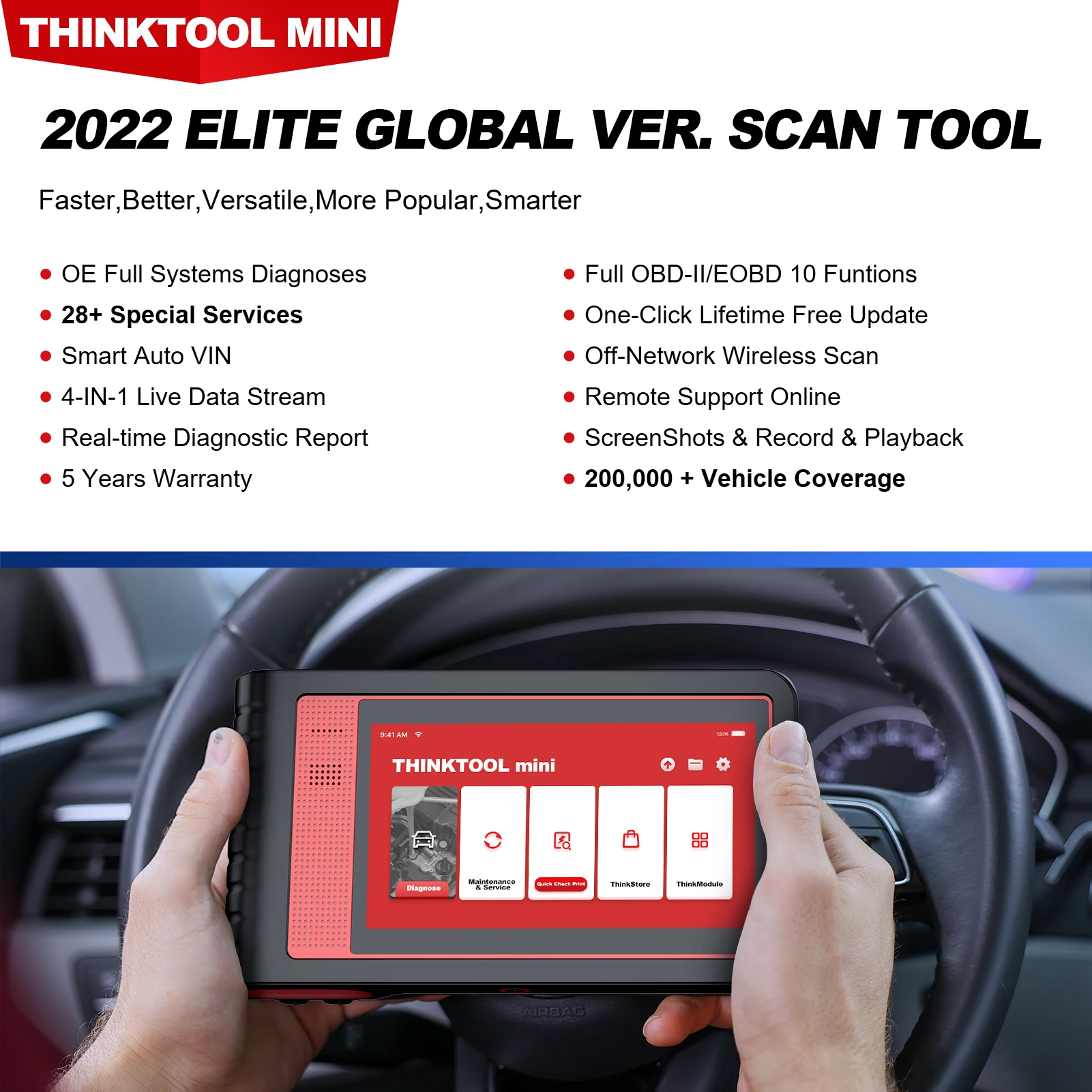 Фото THINKCAR THINKTOOL MINI 2 CANFD Автомобильные диагностические инструменты Сканер Obd2 Двунаправленный инструмент сканирования 28 сбросов Полная диагностика системы №2