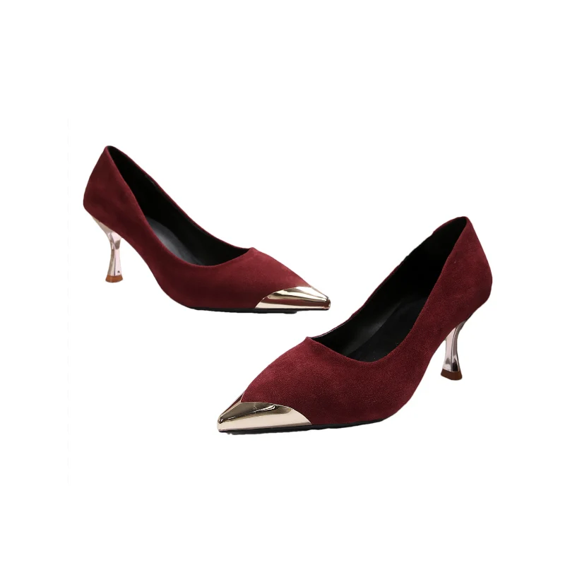 Женские замшевые туфли на высоком каблуке с острым носком пикантные женские