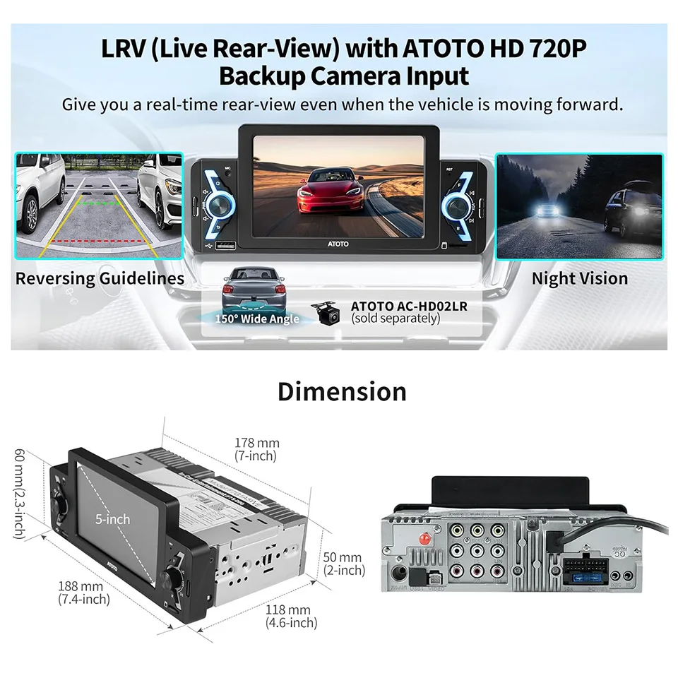 Автомагнитола ATOTO F7WE стерео-система на Android с сенсорным экраном 5 дюймов