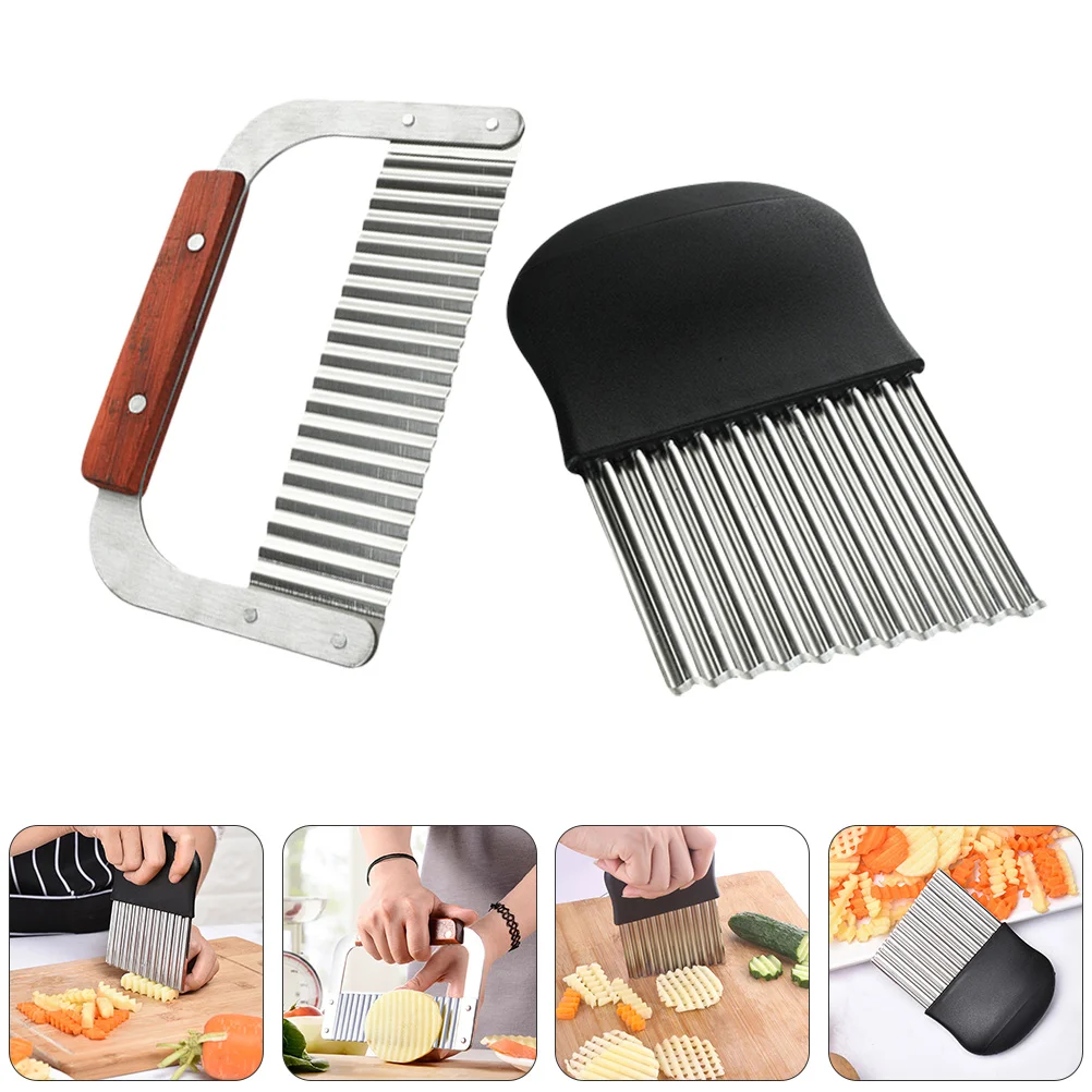 

2 Pcs Shredding Tools Kitchen Supplies Wave Simple Unique Household Potato Cutters Potato Slicers for Restaurant