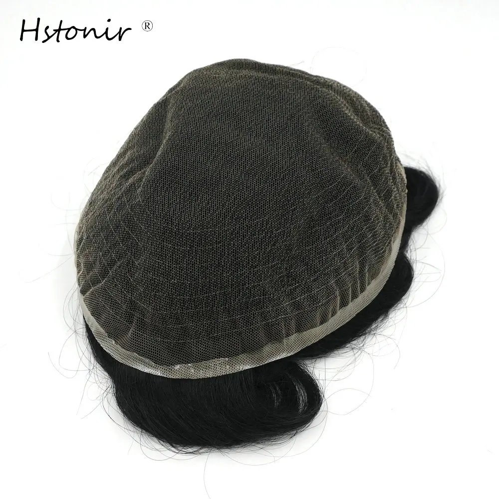 

Hstonir 100% Human Hair Wig For Men Pelo Natural Humanopelo Mens Hair System Male Wig Forehead Toupee Men Accessories H074