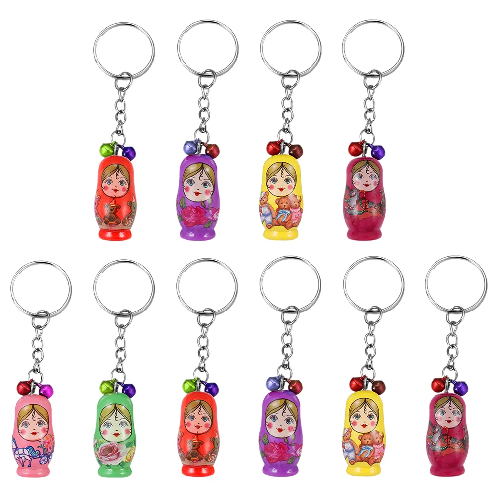 

36 Pcs Key Chain Wooden Rings Matryoshka Colored Pendant Mini Wallet Keychain Toy Russian Dolls Chains Child Car Keys