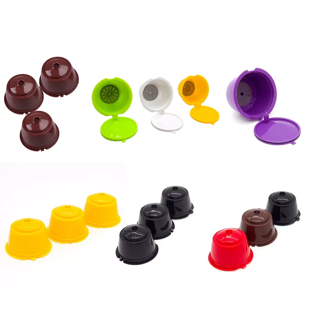 

NEW2022 3pcs Coffee Capsule Filters Refillable Reusable Coffee Capsule Cups with Spoon Brush Coffeeware for Nespresso Dolce Gust
