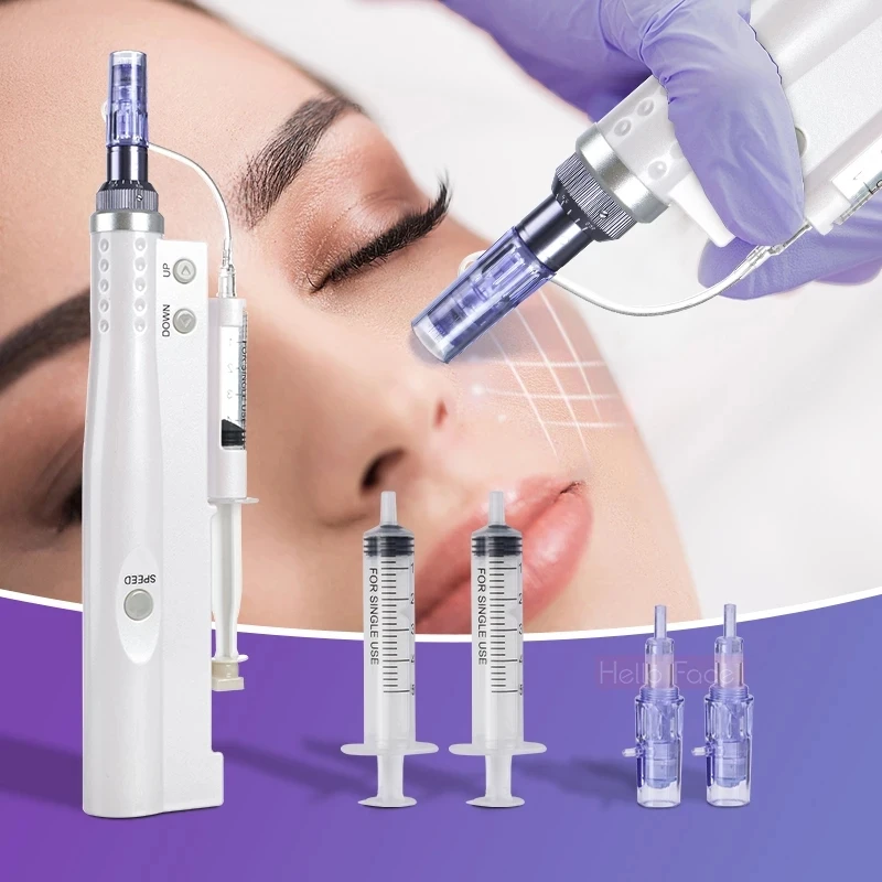 

2 in 1 Injector Mesotherapy Aqua Derma Portable Smart Pen Facial Pen With 12 Pin Needles and Tube Injection Machine
