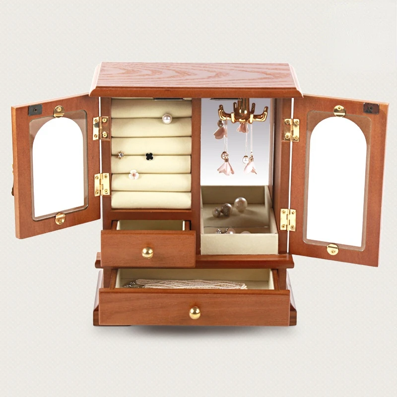 

Wardrobe Jewelry Display Storage Foldable Case For Wedding Ring Bracelet Earrings Necklace Jewellery Gift Organizer Box